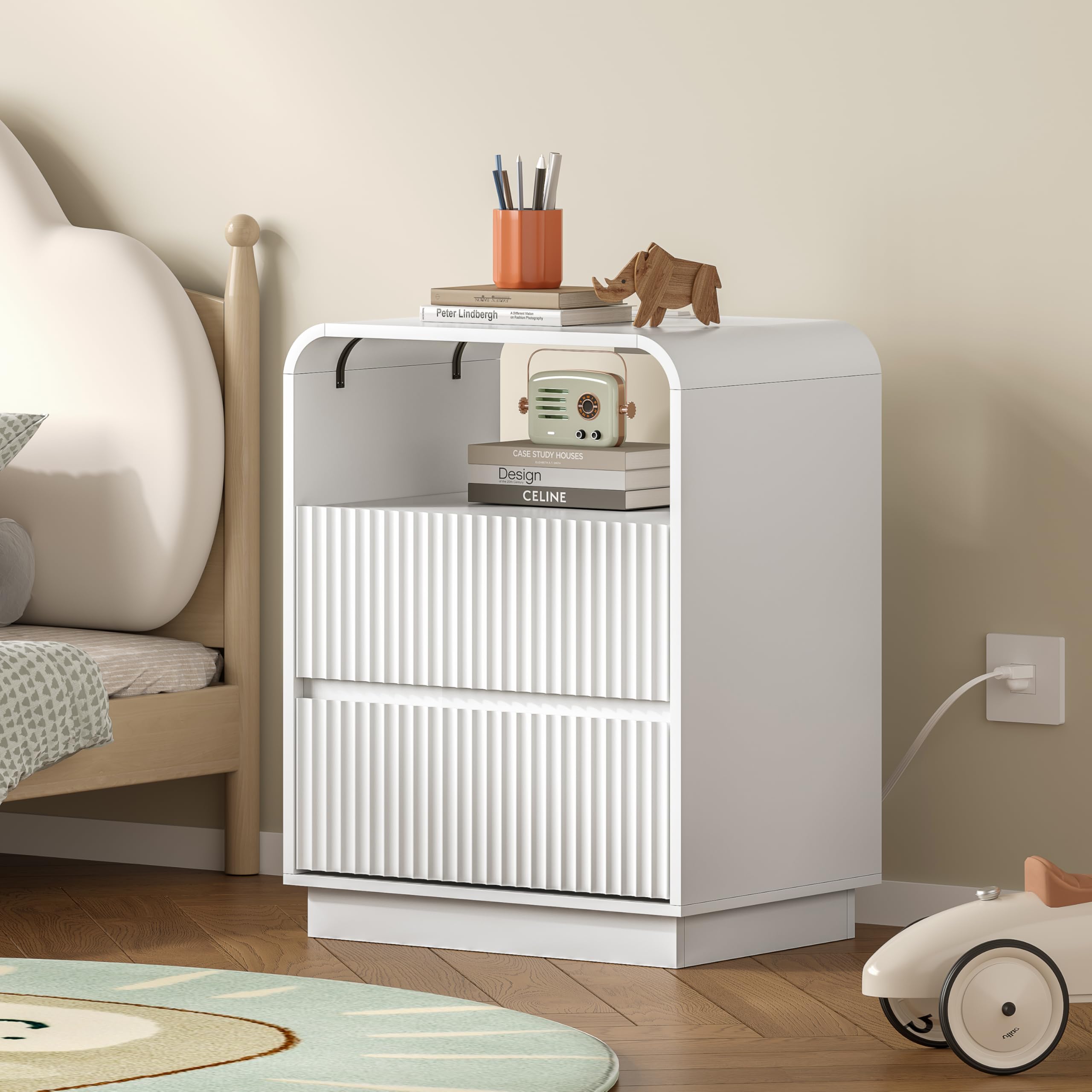 BORNOON Dresser with 2 Drawers and Charging Station