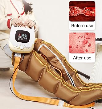Lymphatic Drainage Massager Legs, 5 Chamber Electric Air Compression Therapy Boots with Heat, Pressotherapy Leg, Arm & Waist Massager, Air Compression Massager for Circulation