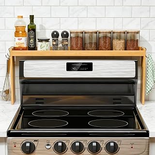 Simple Trending 31.5" Bamboo Over the Stove Spice Shelf with 2 Hooks