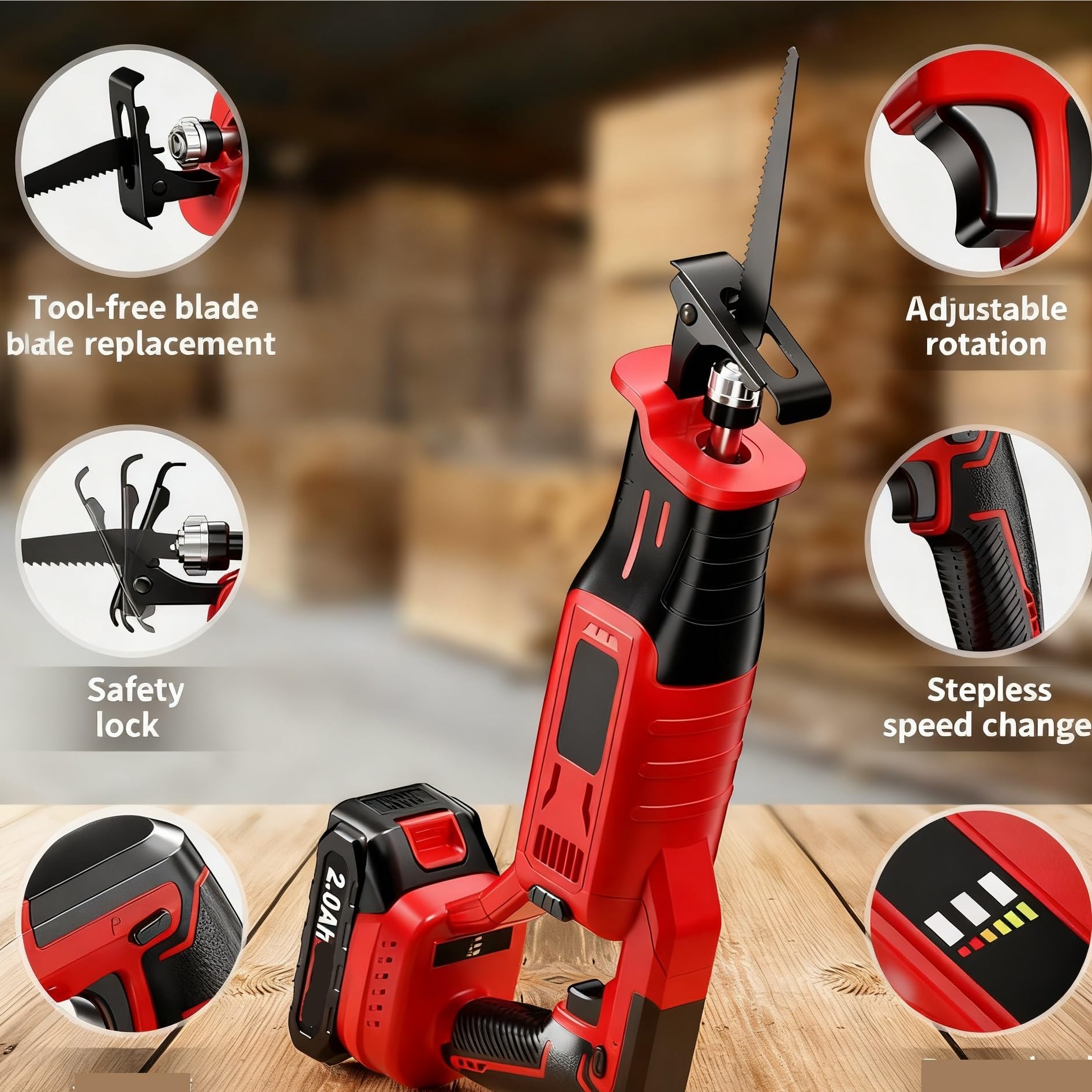 Seghe circolari, Seghetto Alternativo Senza Spazzole, Elettrico Domestico, Piccoli Tagli All'aperto, Lama Per Tronchi, Multifunzionale,per legno, plastica, metallo tenero