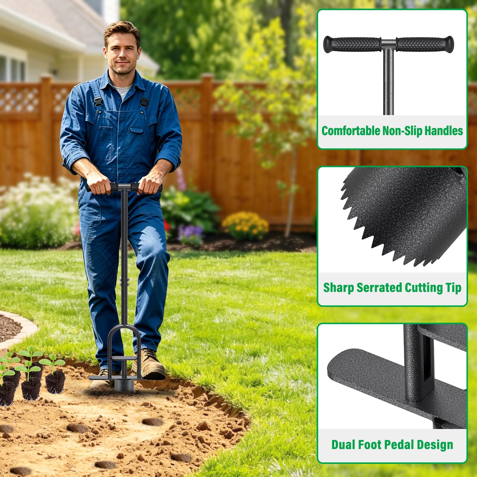 Gardena narzędzie do sadzenia cebul, narzędzia ogrodowe z miękkim gumowym uchwytem 84,5 cm, metalowy sadzarka do cebuli, pomoc do sadzenia narcyzy, trawników, tulipanów, irysów, narcyzy