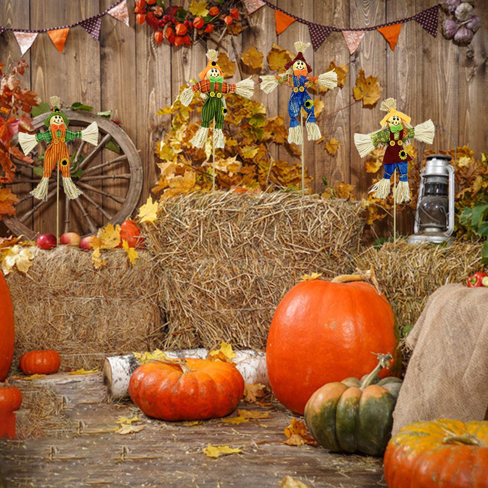 EBaokuup Halloween zestaw 10 dekoracyjnych strachów na wróble - 30 cm - jesienny żniwa strach na wróble, Święto Dziękczynienia, jesienny strach na wróble na jesień, Halloween, do ogrodu, na podwórko