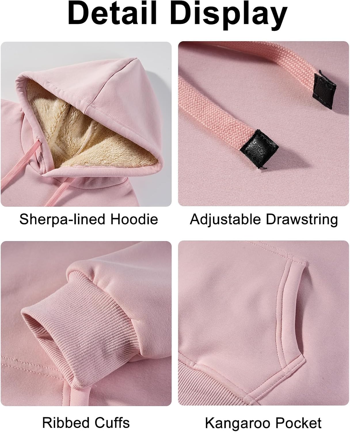 Kissonic Women's Winter Warm Sherpa Fleece Lined Hoodie Sweatshirts Thick Pullover Tops with Pockets - Image 6