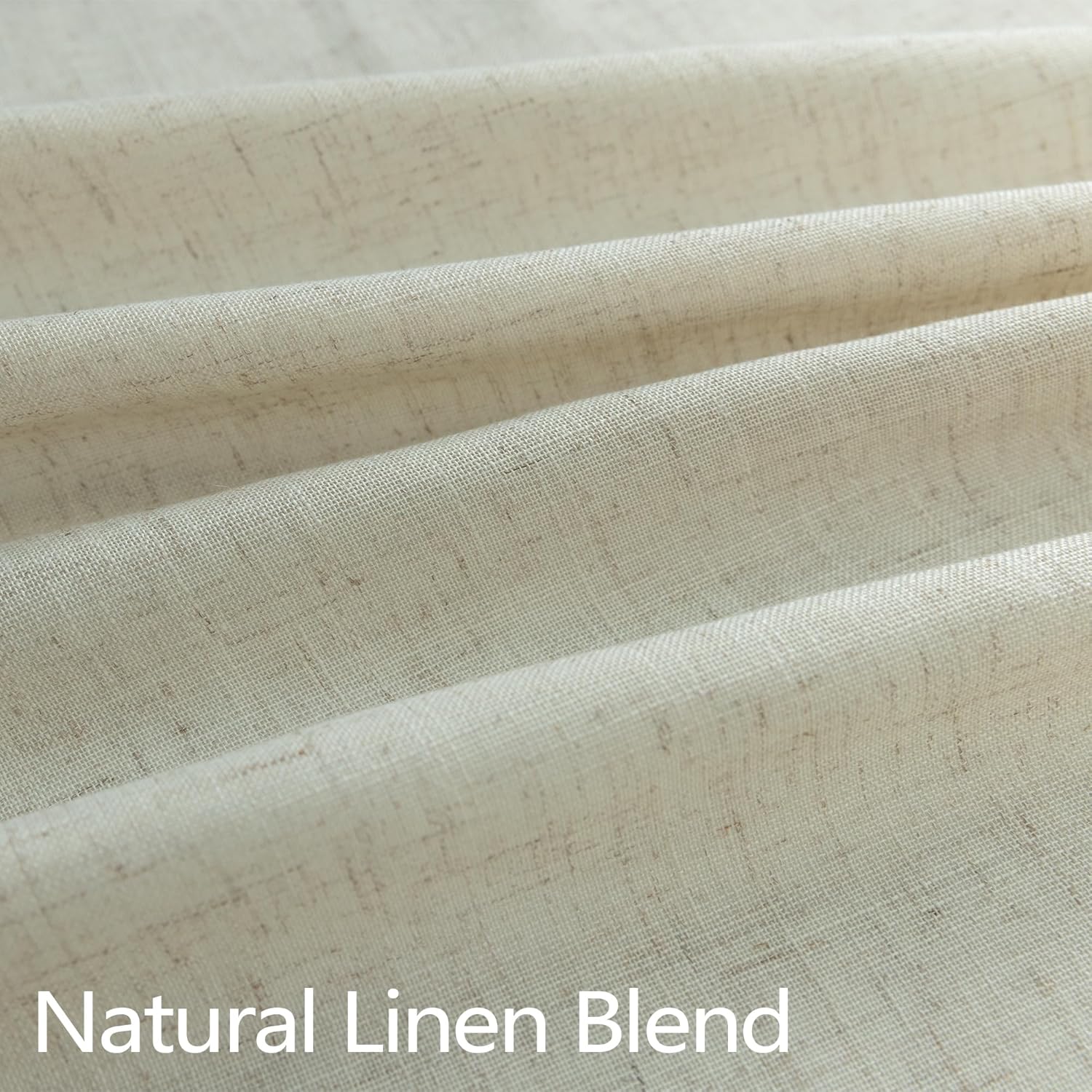 Beige Flax Linen Curtains 84 Inch Length for Living Room 2 Panel Pinch Pleated Back Tab Tan Burlap Textured Drape Semi Sheer Light Filtering Country Rustic Farmhouse Bedroom Curtain Hook Ring 7FT Long