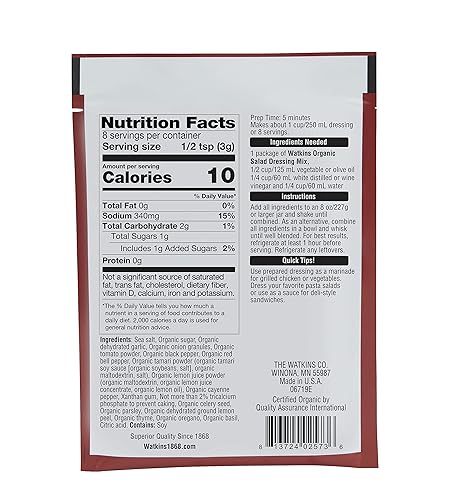 Miniatura 2 de Watkins Mezcla de aderezo italiano orgánico para ensaladas, paquetes de 0.85 onzas, paquete de 12