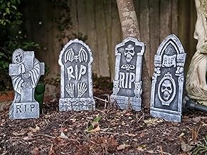 Set of 4 Tombstones Gravestone - Grave Headstones Rip Halloween Party Polystyrene Decorations Prop Graveyard
