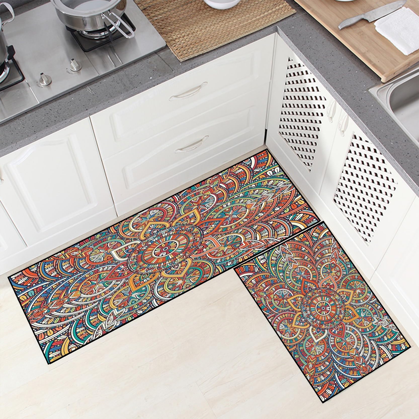 Tappeto Runner Antiscivolo 120 x 490 cm Lavabile Antimacchia Tappeto stuoia Multiuso Bordi Rinforzati per Cucina, Sala da Pranzo, Lavanderia, C