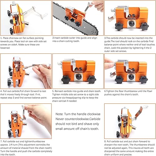 Miniatura 7 de Kit de afilador de motosierra plantilla de afilado rápido de motosierra herramienta portátil para afilar motosierra con 5 piedras de afilar y bolsa