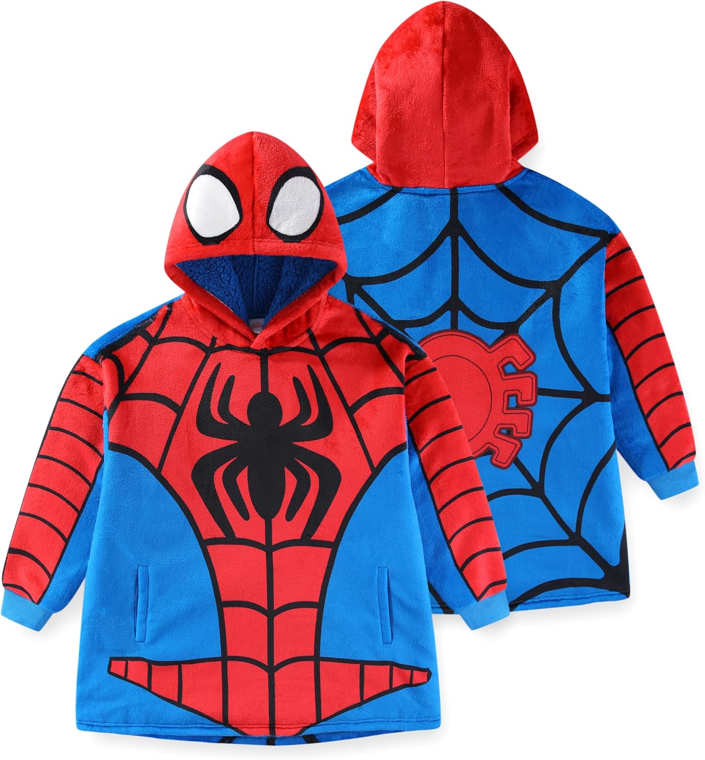 Marvel Spider-Man Boys Sherpa Lined Oversized Hoodie with Pockets for Big Kids One Size (Fits Sizes 4 to 10)
