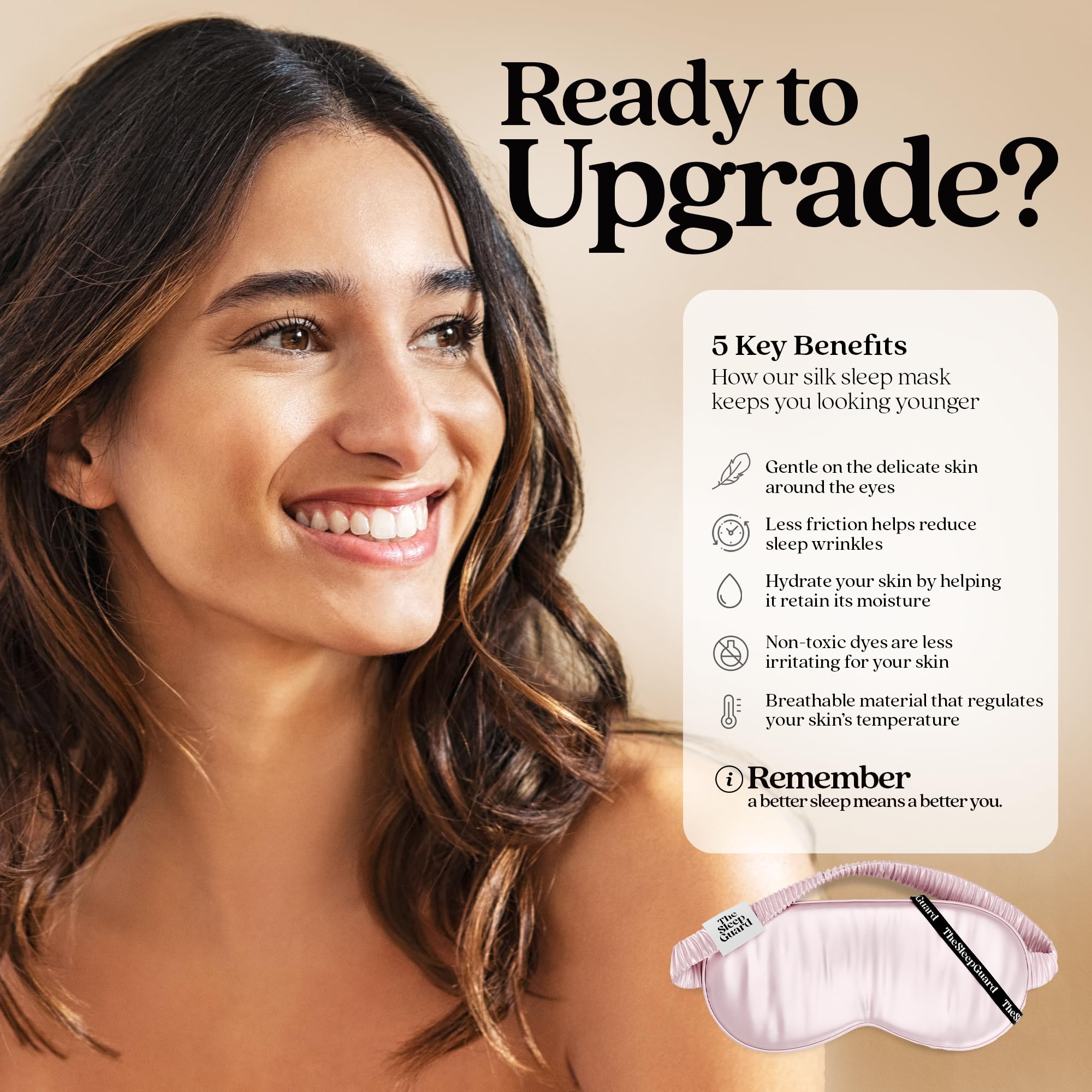 TheSleepGuard Schlafmaske aus reiner Seide [100% 6A Maulbeerseide] 22 Momme Seide, lichtblockierende Reiseutensilien. Beste Anti-Aging-Augenmasken zum Schlafen, Öko-Tex-Augenbinde, Augenabdeckungen