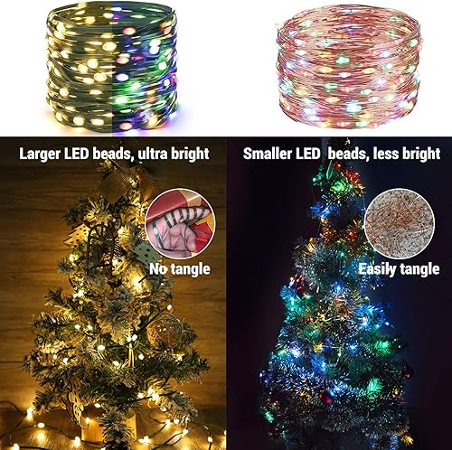 Miniatura 5 de BrizLabs Luces de Navidad de doble color, 269 pies, 800 luces LED de Navidad de color blanco cálido y multicolor con control remoto, 11 modos de