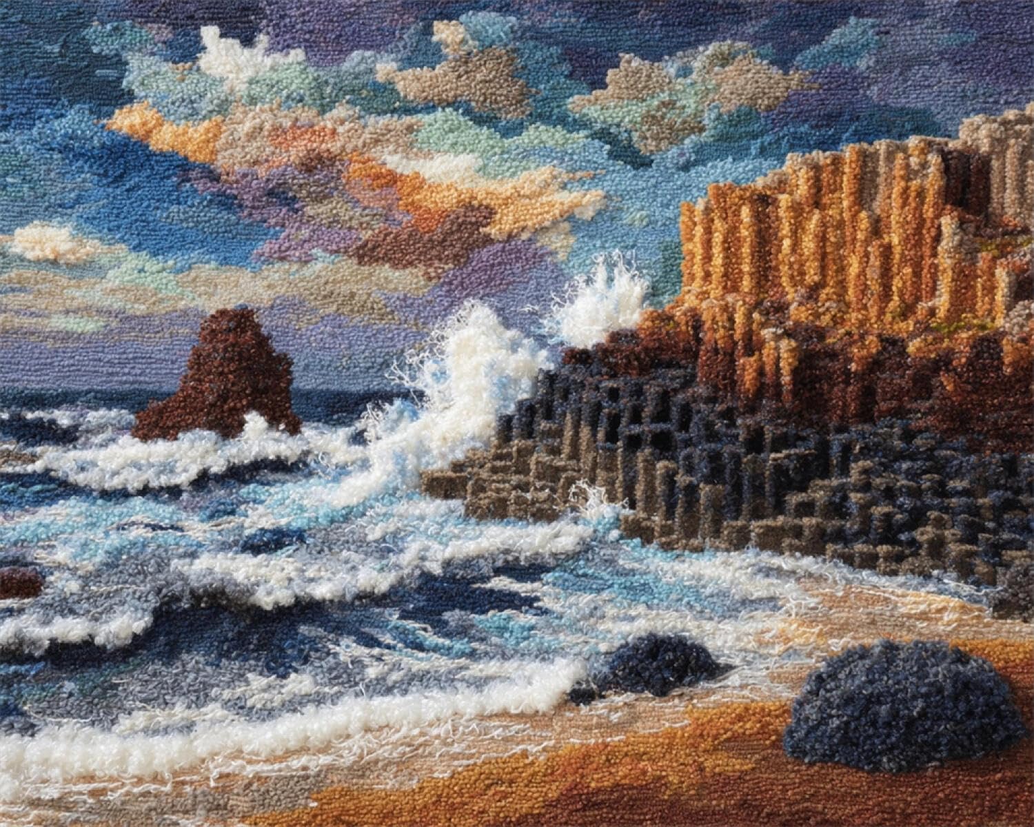Henypt DIY Latch Hook Rug Kits Seaside Mountains 80x160cm