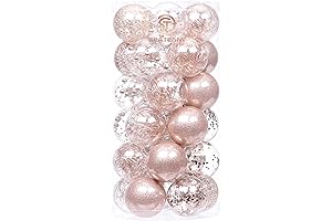 Sea Team Shatterproof Clear Plastic Rose Gold Christmas Ball Ornaments