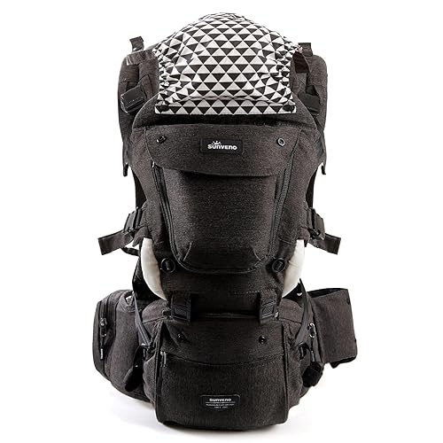 Miniatura 2 de SUNVENO Portabebés ergonómico 3 en 1 con asiento de cadera para recién nacidos y niños pequeños, soporta 20 libras en adelante, alivio de cintura y