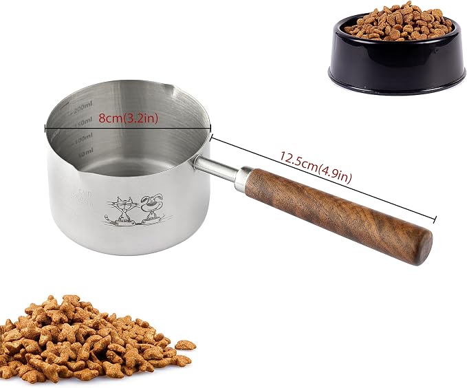 Cuchara medidora para comida de perros y gatos de acero inoxidable 1 taza miniatura 3