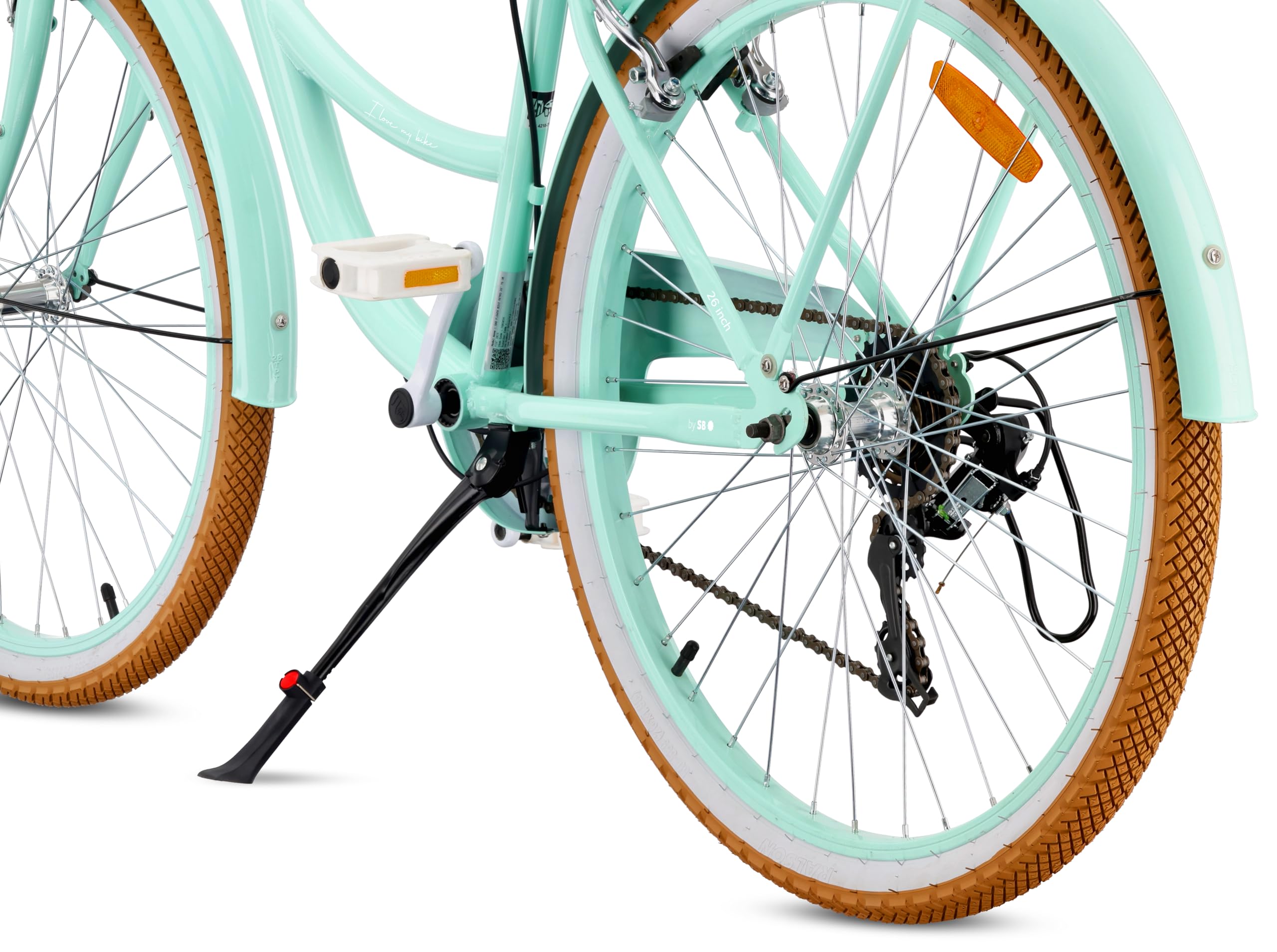 sun baby FLOWER BIKE RETRO – bicicletta donna 26 pollici, Shimano 7 velocità, portapacchi, cavalletto, parafanghi, copricatena, city bike retrò