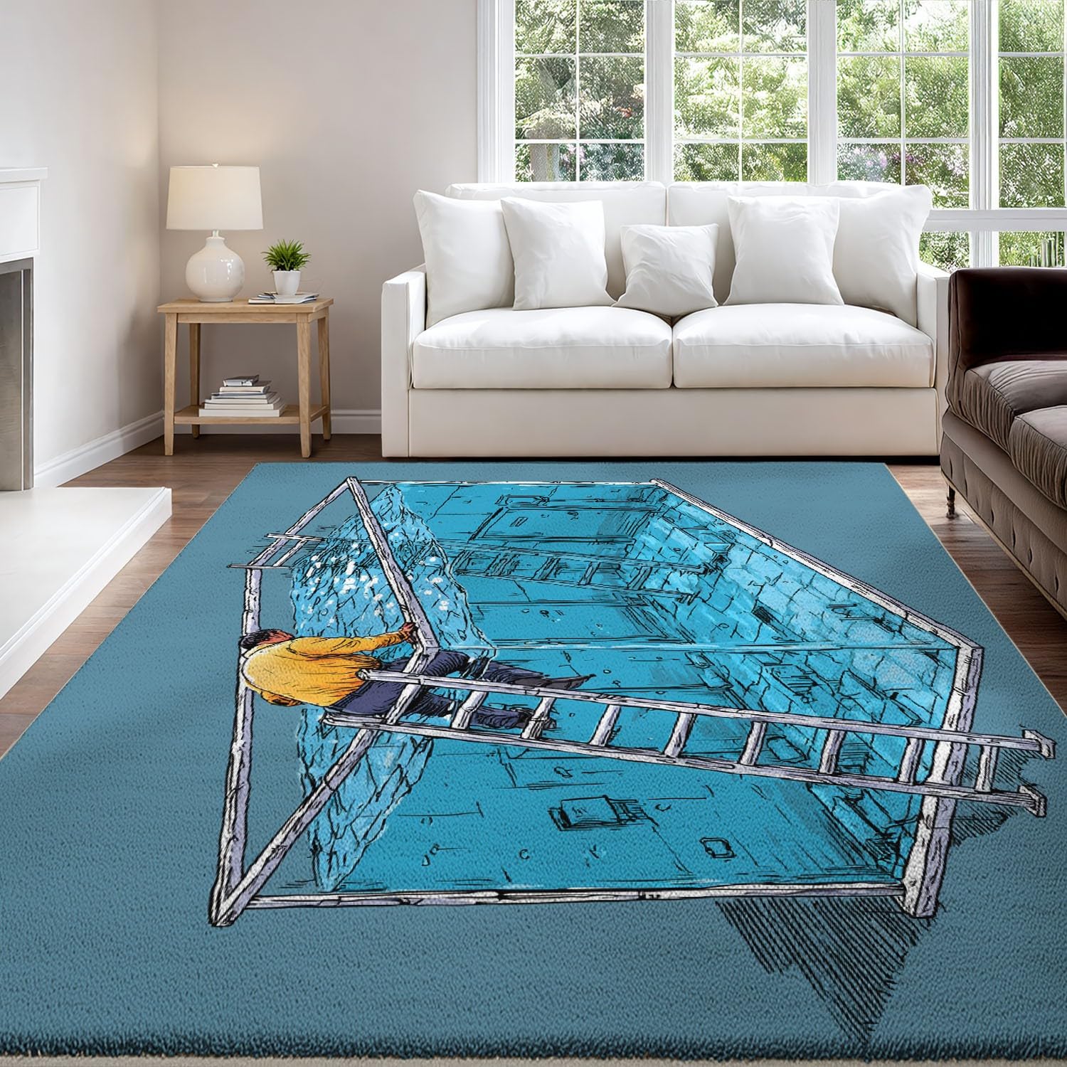 80 x 150 cm, można prać w pralce, dywan komiksowy, nowoczesny, abstrakcyjny minimalistyczny antypoślizgowy akwarium ludzie dywany z krótkim runem do biura jadalni kuchni wystrój