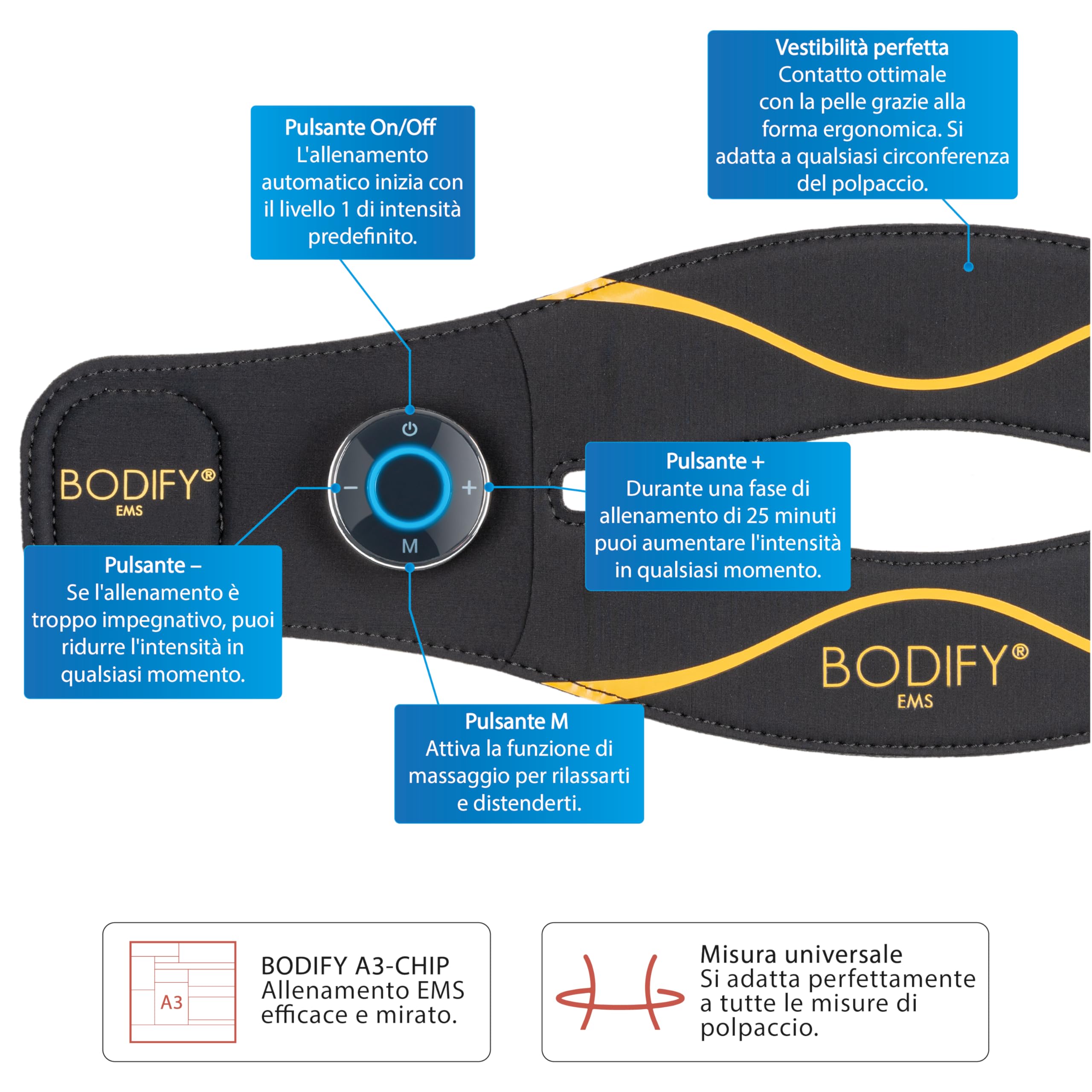Bodify® EMS Calf Trainer PRO – Attivazione mirata della muscolatura dei Polpacci! – Attivazione Muscolare – Allenamento EMS – Allenamento dei Polpacci – per Uomini e Donne L'Originale