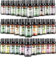 Hanolly 32 Essential Oils Set for Diffuser, Aromatherapy, Massage & Skin Care - 5ml Pure Vegan Oils (Lavender, Eucalyptus, Tea Tree & More)