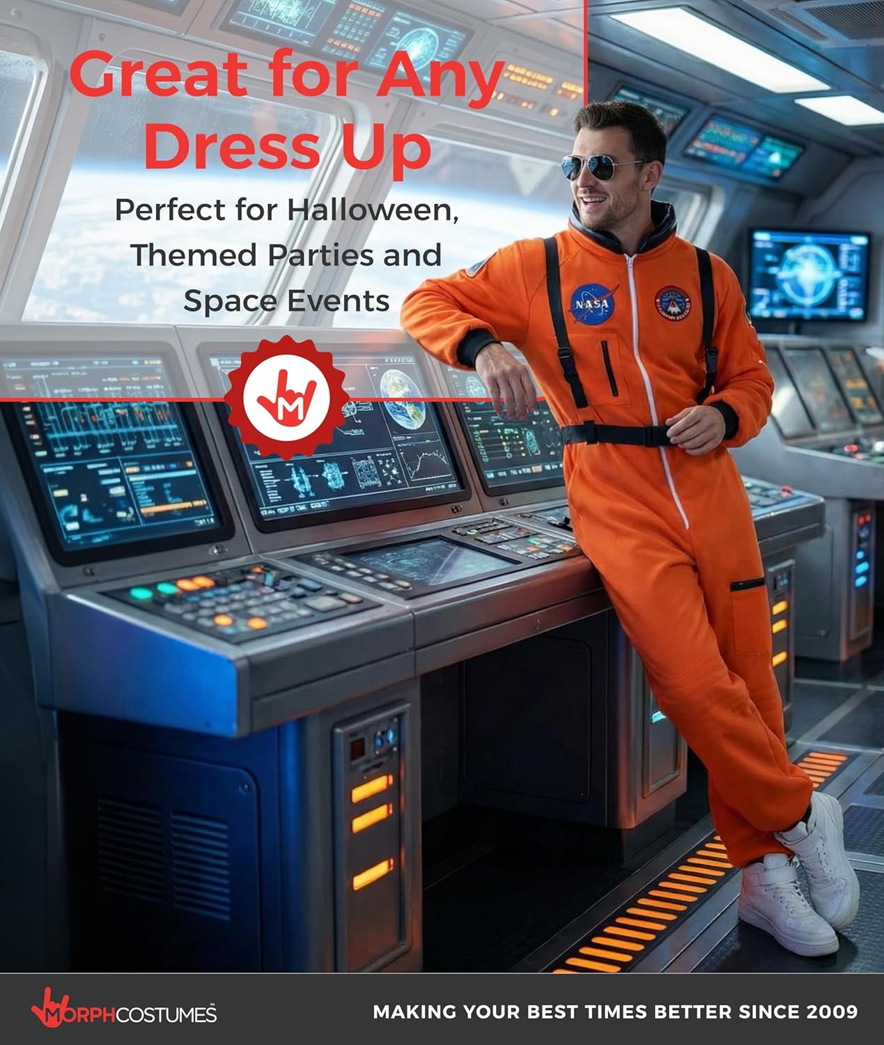 Morph Astronaut Costume Adult, Space Suit Men, Mens Halloween Costume Astronaut Suits, Nasa Costumes Adult