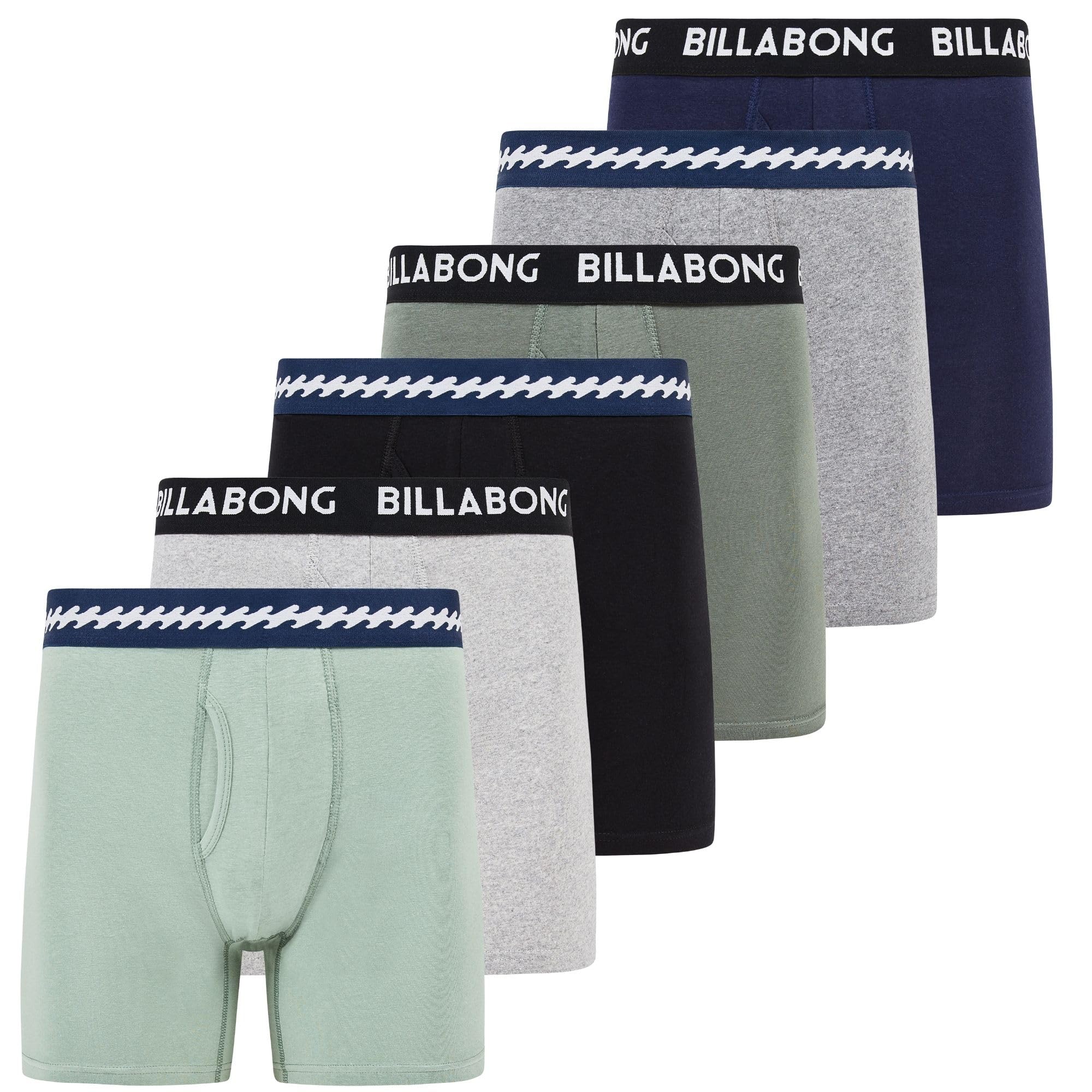 billabong mens underwear 6 pack boxer briefs for men - cotton stretch, tagless, breathable