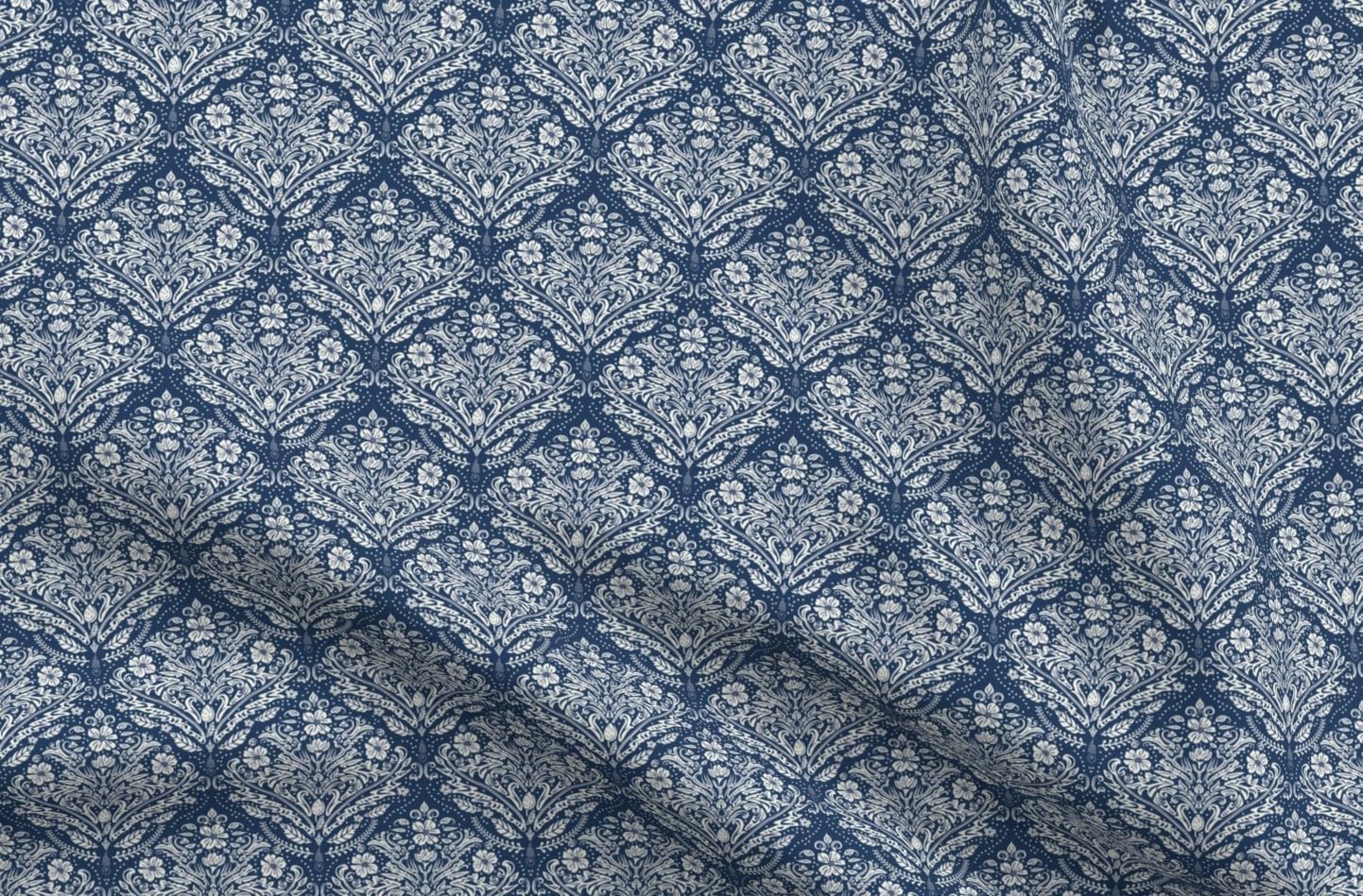 Spoonflower Fabric - Victorian Damask Ornate Vintage Traditional Small Scale Historical Printed on Petal Cotton Fabric Fat Quarter - Sewing Quilting Apparel Crafts Decor