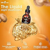 Vista 8 de Kiki Green Gotas de extracto líquido de 8 hongos, complejo adaptogénico para apoyo cognitivo, refuerzo de inmunidad, suplemento de melena de león