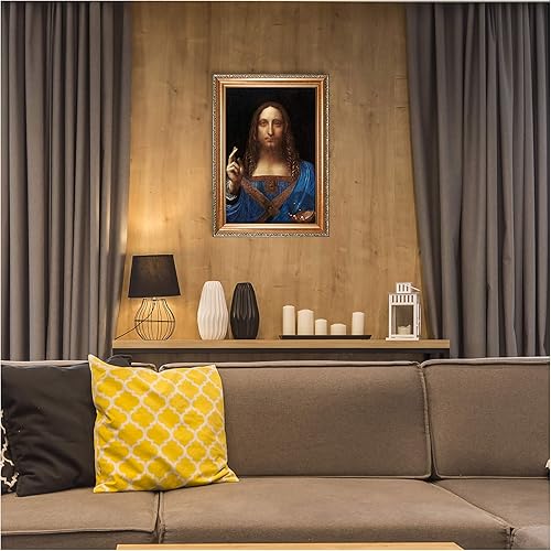 Miniatura 4 de A&T ARTWORK Salvator Mundi de Leonardo Da Vinci Tamaño enmarcado 28.5 x 20.5 pulgadas, tamaño de la imagen 24 x 16 pulgadas, reproducciones clásicas