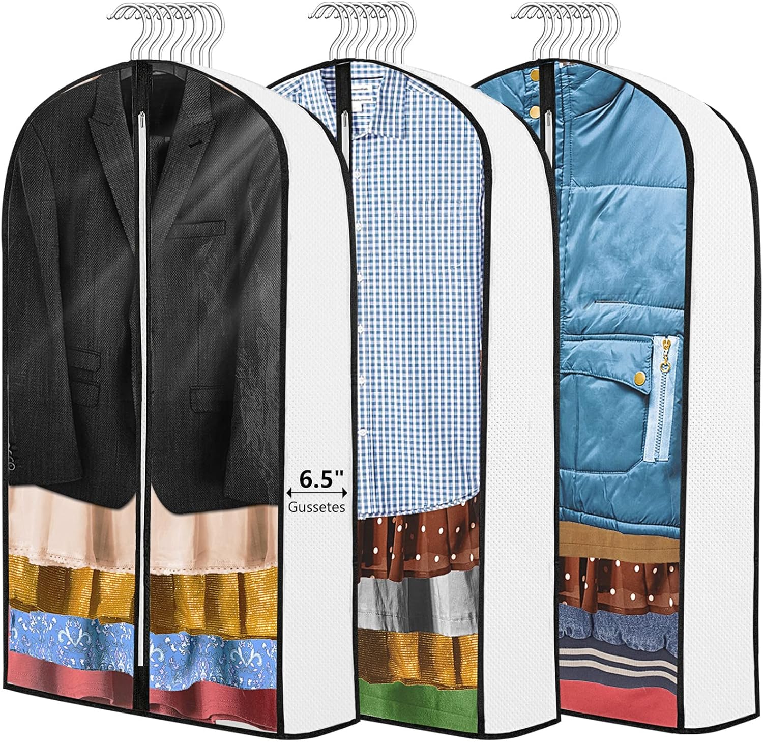 UNICLIO 6.5” Gussetes Clear Garment Bags for Hanging