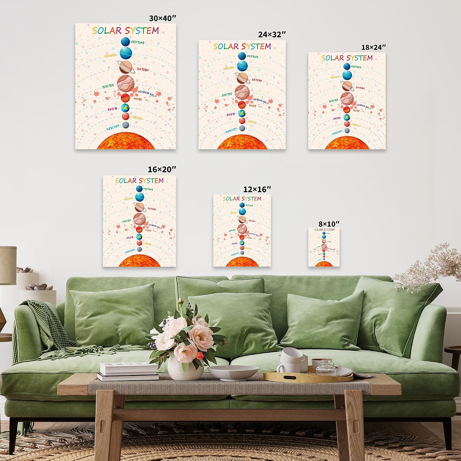 Poster Master Solar System Canvas - Planets & Space Print - Learning Materials Art - Educational Gift for Students & Teacher - Wall Decor for Classroom or Library - 8x10 STRETCHED Canvas