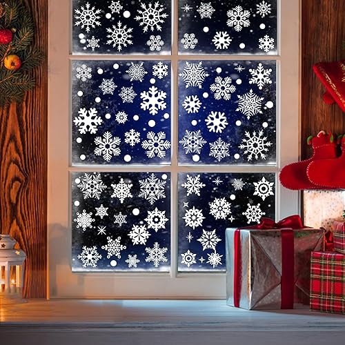 Miniatura 2 de Adhesivo de copo de nieve para ventana de cristal, reutilizable, de doble cara, adhesivo de ventana de copo de nieve blanco, decoración de Navidad