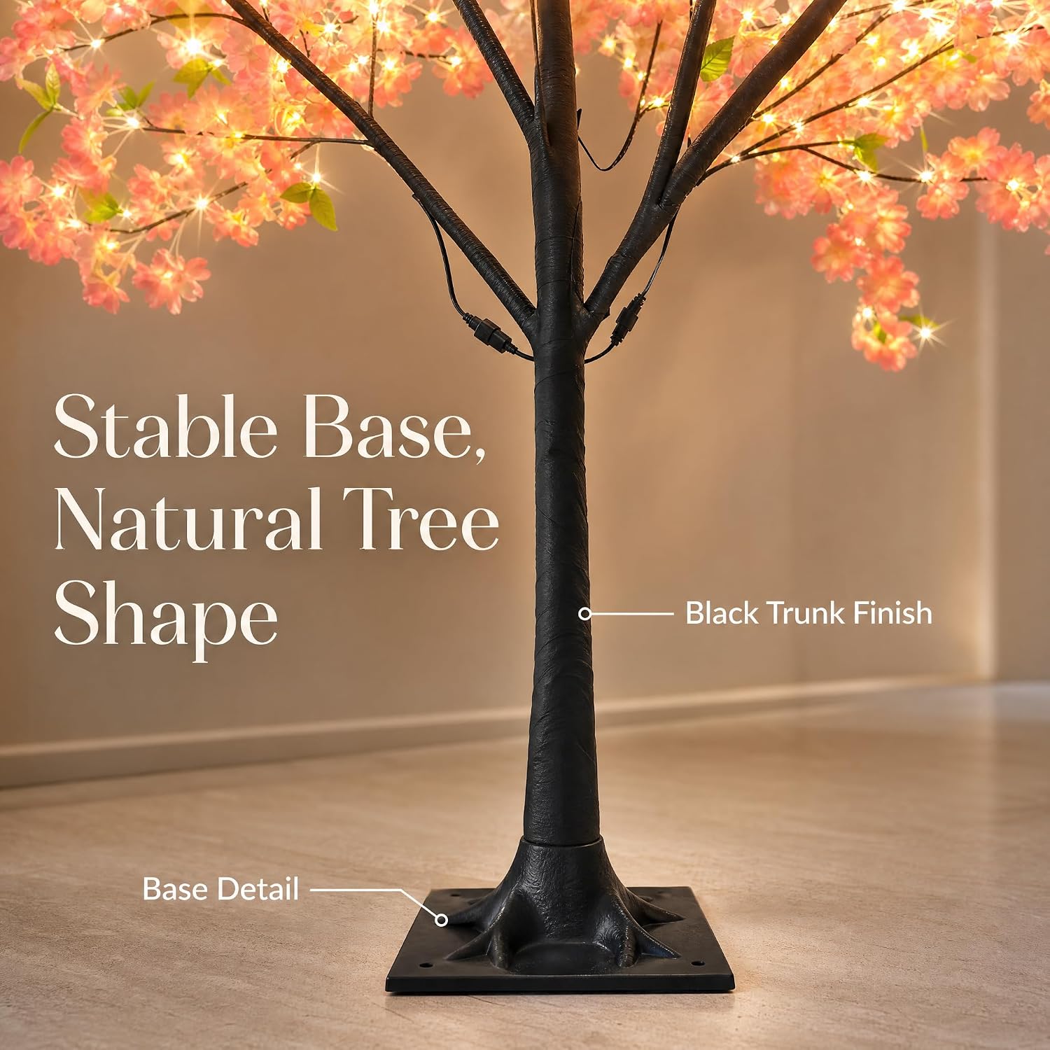 6FT Lighted Pink Cherry Blossom Tree with 400 Warm White LED Fairy Lights