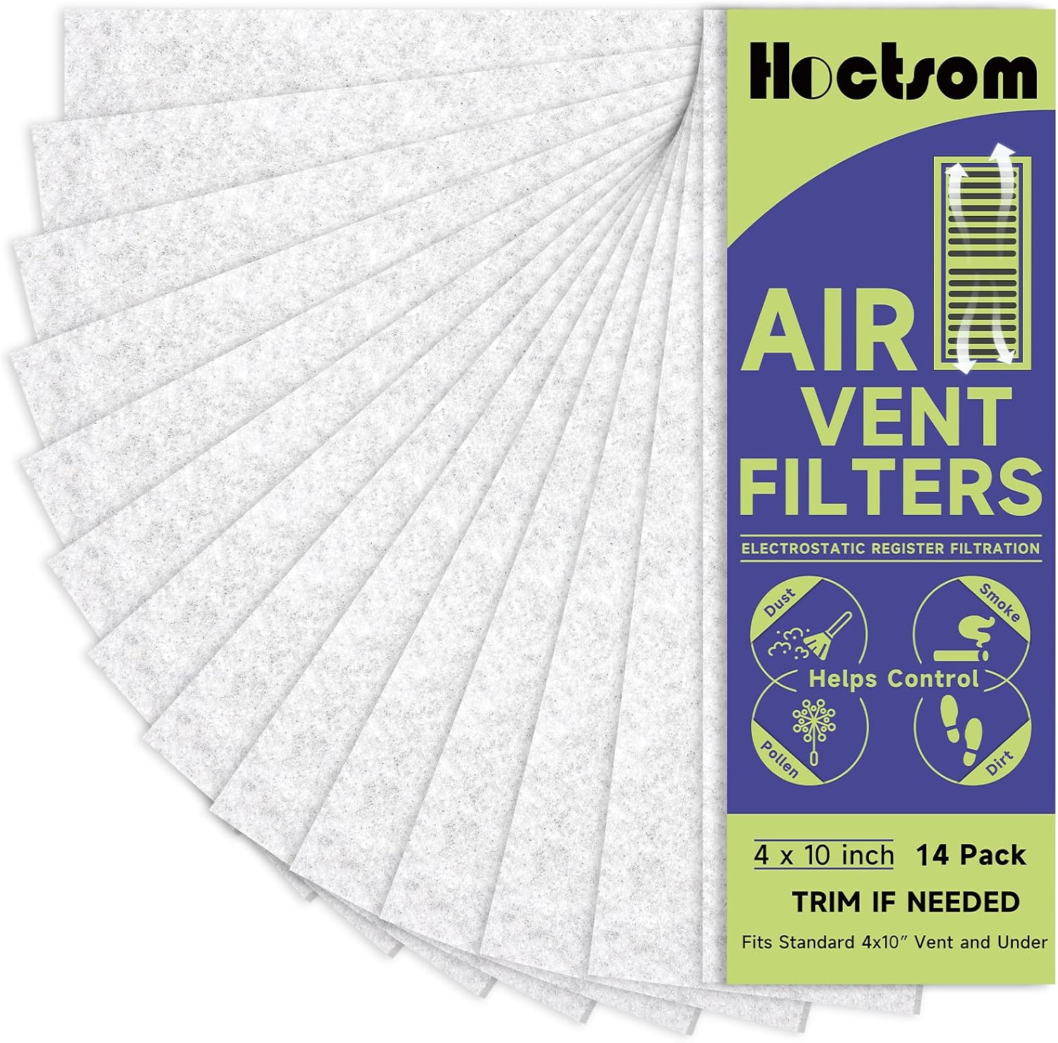 Air Vent Filters 4x10 Inch 14-Pack, White Thin Air Register Filters
