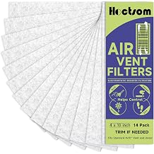Air Vent Filters 4x10 Inch 14-Pack, White Thin Air Register Filters | 4"x10" Cut-to-Fit Floor and Ceiling Vent Filters Sheets, Dander, Pet Hair, Polyester Pre-Filter for Home HVAC System Hoctsom