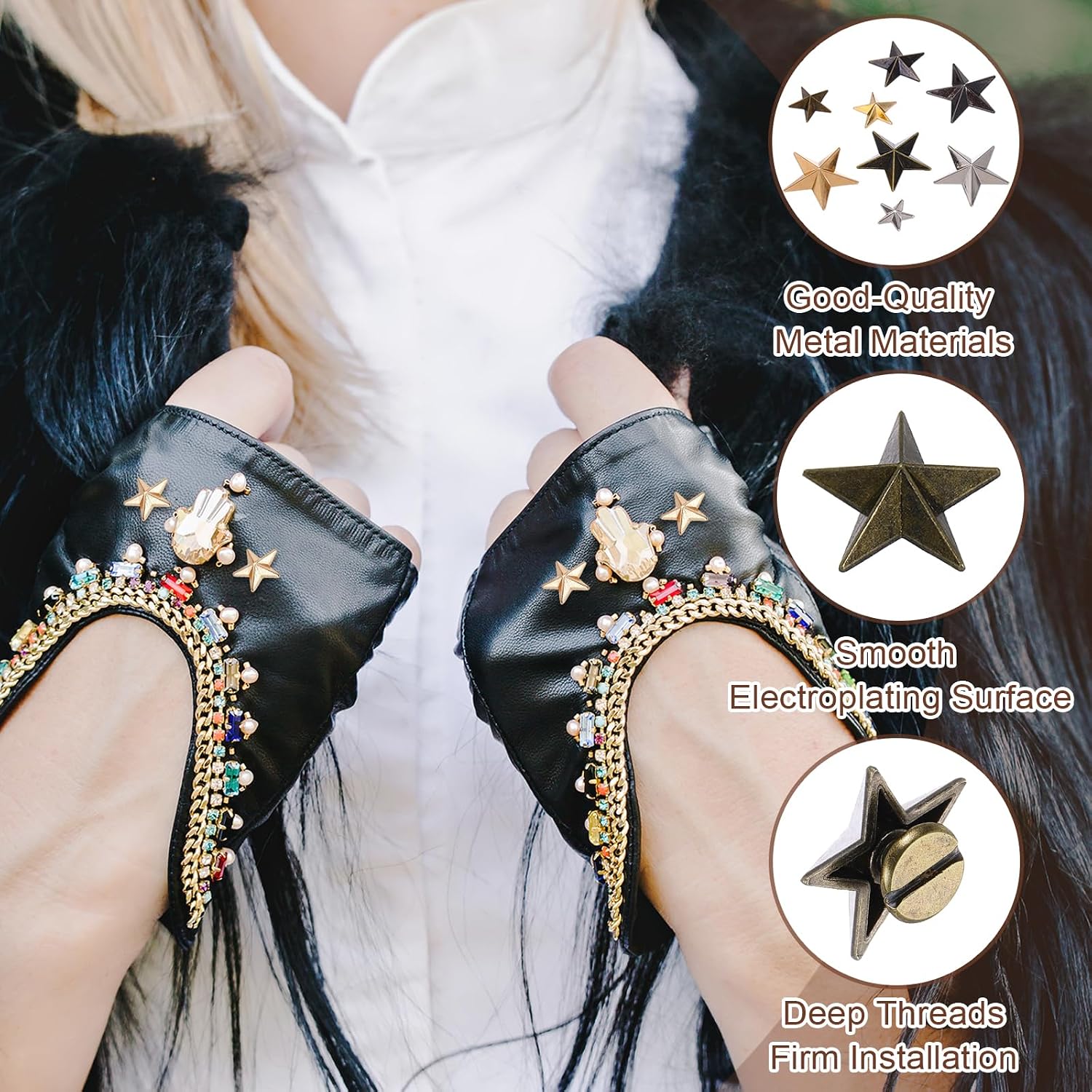 PATIKIL 16mm Star Rivets 25 Sets Leather Rivets Studs Rivets Bronze Tone image 3