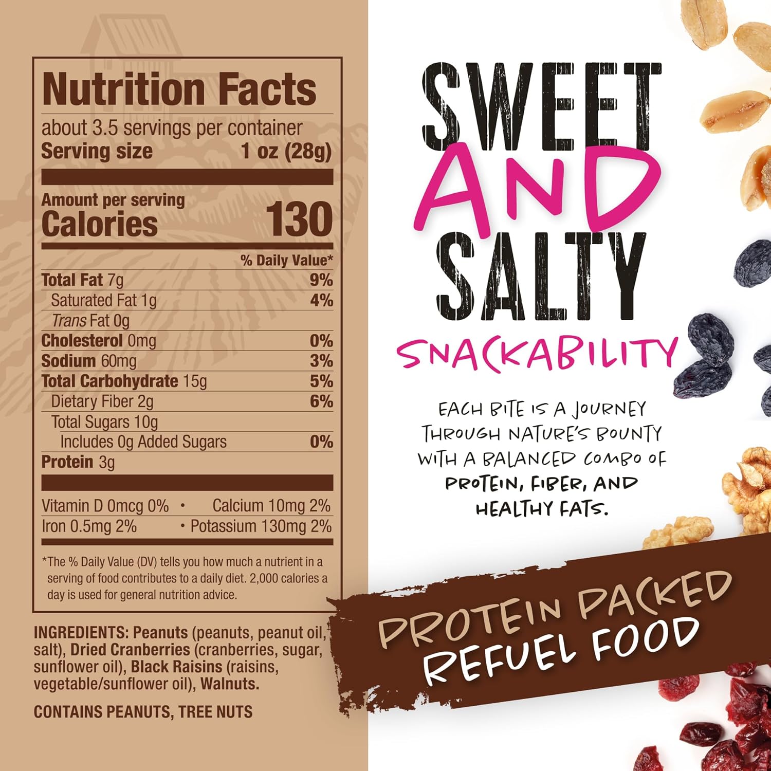 Natural Cravings Trail Mix Snack Packs - Individual 3.5 oz Bags of Trail mix - Omega 3 Dried Fruit Mix & Assorted Nuts Mix with Dry Cranberries, Peanuts, Raisins & Walnuts - Trail Mix Individual Packs