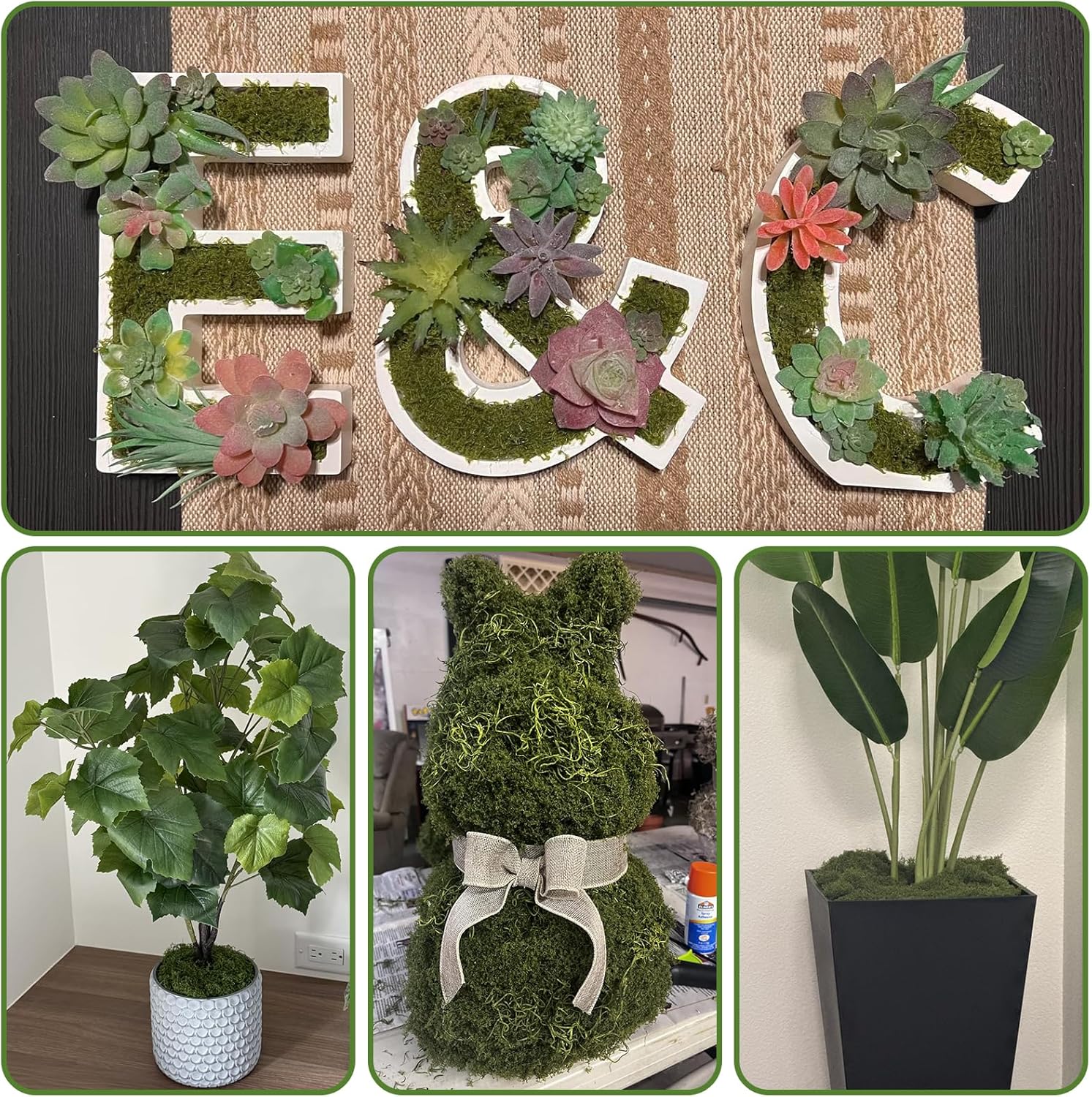 Fake Moss for Potted Plants,Green Moss for Crafts Artificial Floral Moss for Planters Green Moss Decor for DIY Table Centerpieces Faux Moss Filler for Indoor Outdoor Fairy Gardening Decor - Image 6