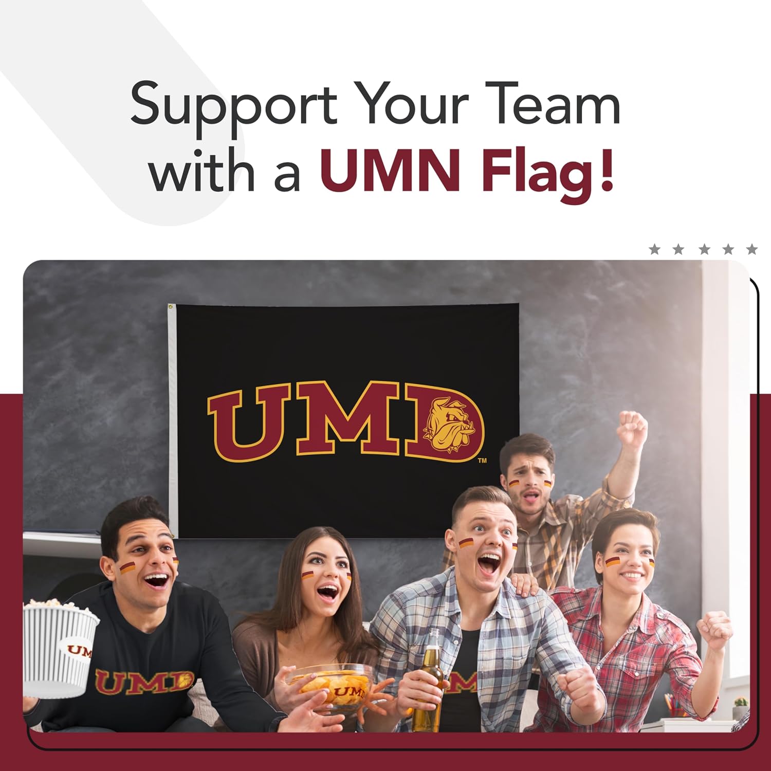 Minnesota Duluth Bulldogs College Sports Printed Flag - NCAA Licensed - Nylon - School Banner (Black, Maroon, Gold) (4' x 6')