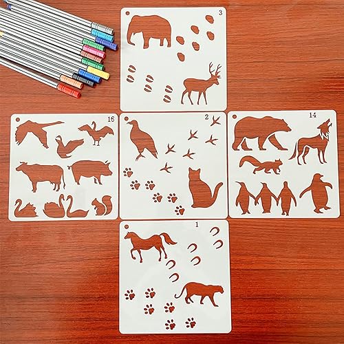 Miniatura 3 de 16 plantillas de plástico de animales, plantillas de animales de plástico para pintar, plantillas de animales reutilizables, se utilizan para la