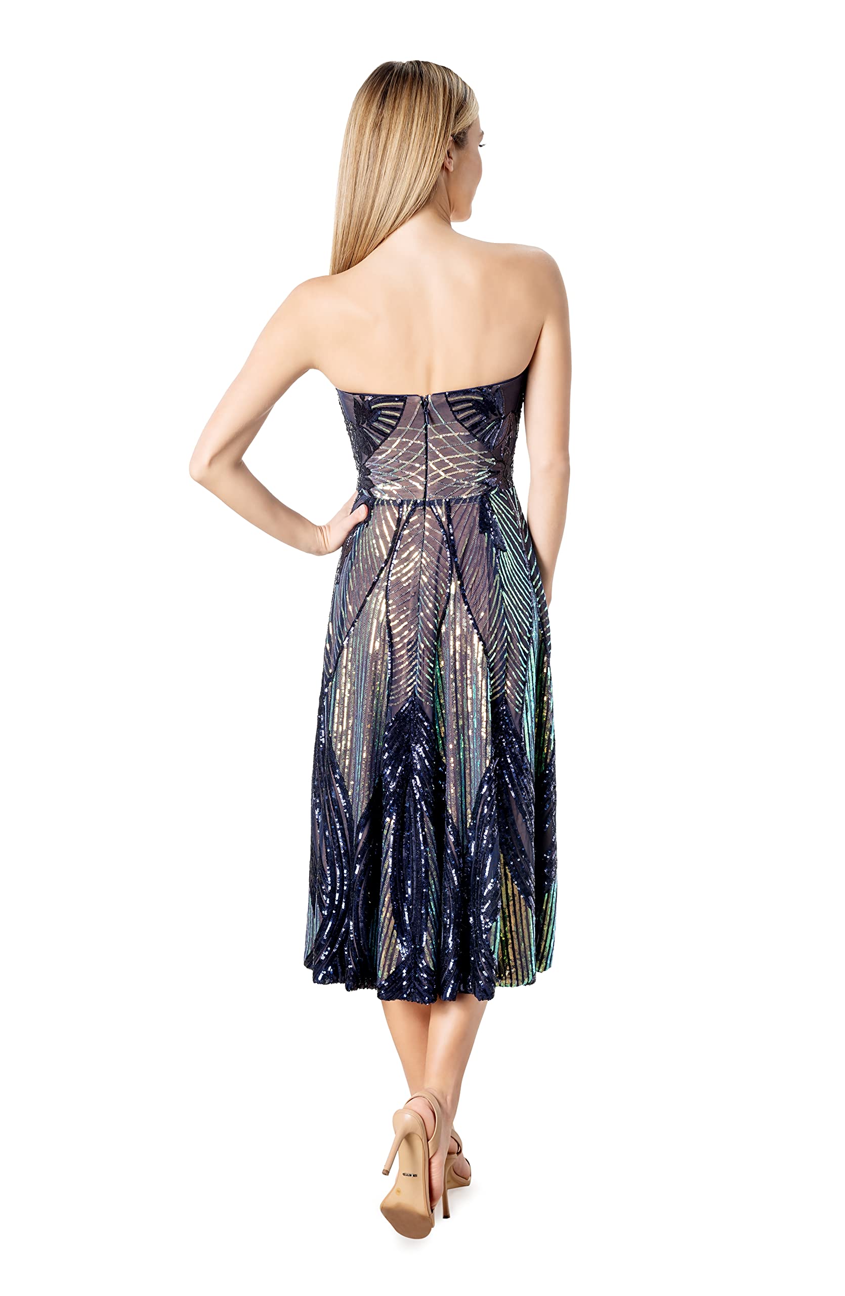 Dress The Population Womens Ruby Fit and Flare Midi Dress