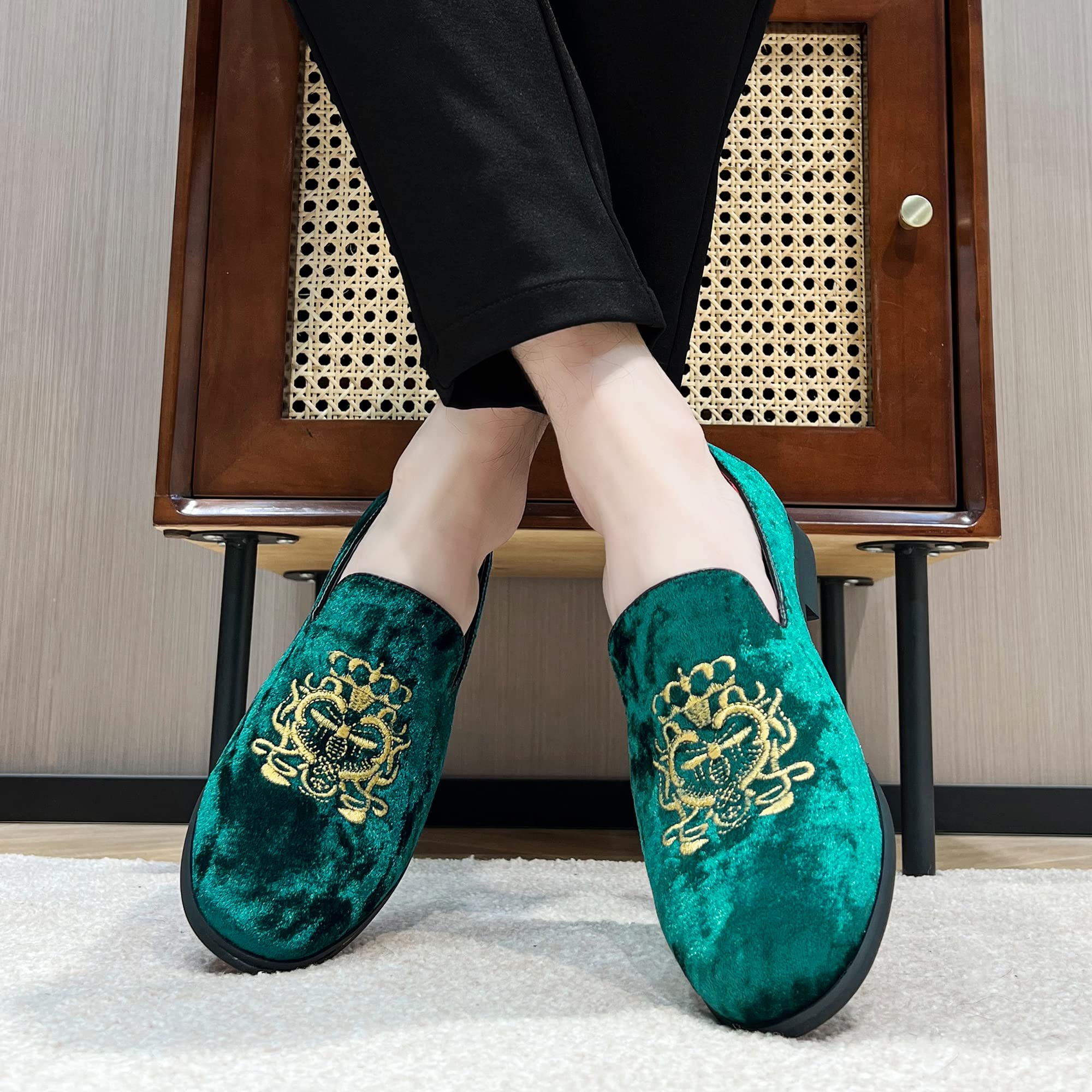 FLQL Men's Luxury Penny Loafer Slip-On Velvet Shoes Party Dancing Shoes Suede Wedding Shoes Plus Size 7-13
