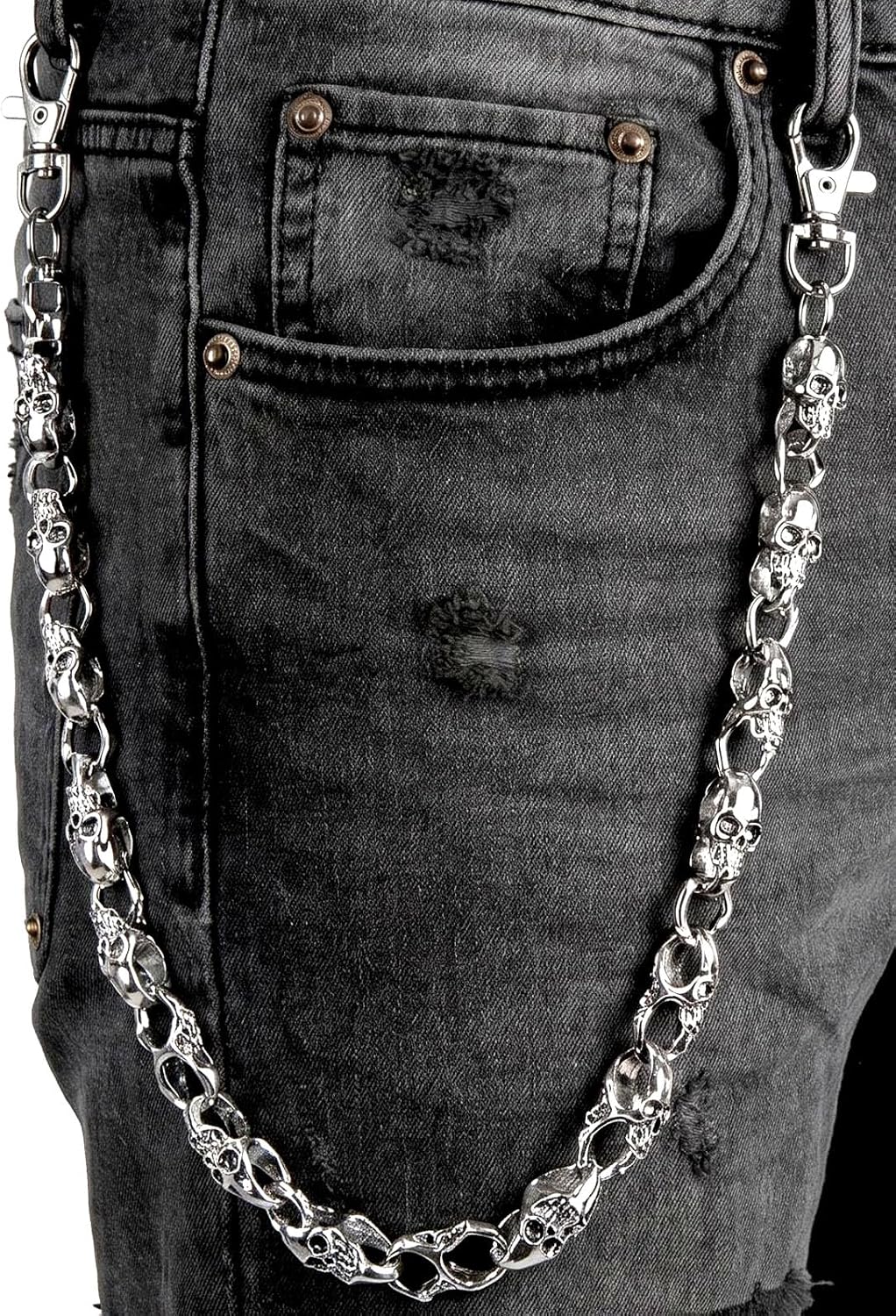 ZEKEE Pants Chain and Wallet Chain for Men Women, Skull & Retro Punk Chain for Jeans, Biker Streetwear Keychain Accessory