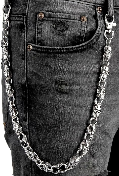 ZEKEE Pants Chain and Wallet Chain for Men Women, Skull & Retro Punk Chain for Jeans, Biker Streetwear Keychain Accessory