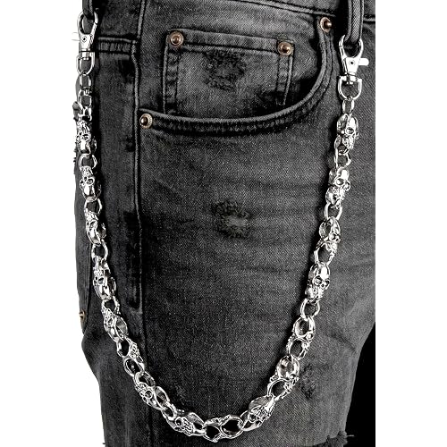 ZEKEE Pants Chain and Wallet Chain for Men Women, Skull & Retro Punk Chain for Jeans, Biker Streetwear Keychain Accessory