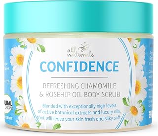 All Naturals, Exfoliating Body Scrub, Chamomile & Rosehip Oil, Intensive Skin Rejuvenating & Softening, Natural & Organic Sugar Exfoliator, 400g