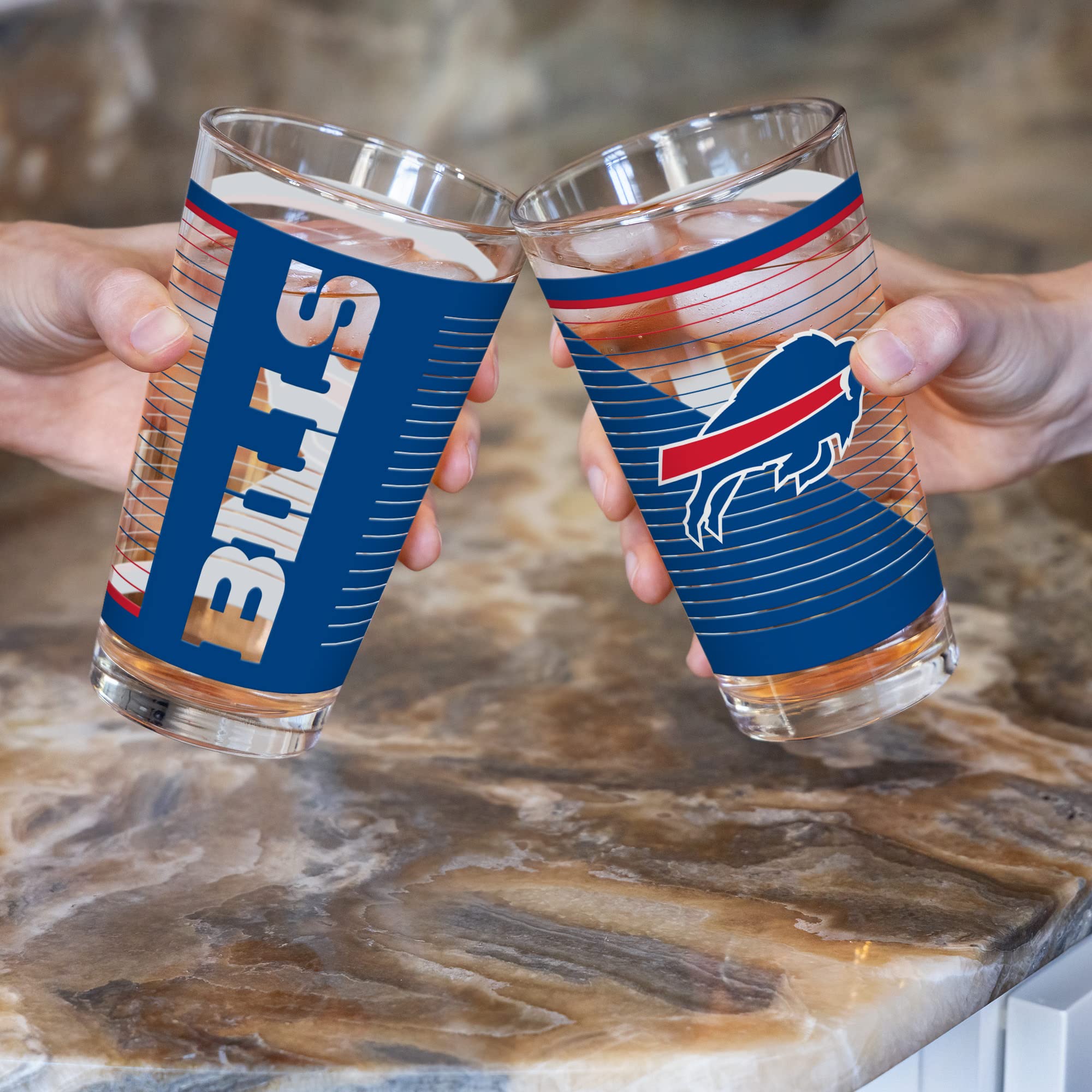 Buffalo Bills Pint Glasses - Official NFL Fan Gift -2 Buffalo Bills Pint Glasses - Official NFL Fan Gift -2