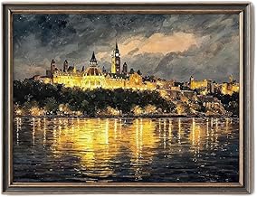 Ottawa Parliament Hill Night Print: Canada Landmark River Reflection Wall Art Poster for Living Room Decor