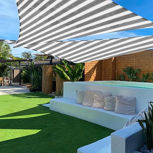 Miniatura 29 de TANG Vela de Sombra Solar Triangular de 10' x 10' x 10' Pies, Toldo de Sombra, Cubierta de Patio, Bloqueo UV, Tela Permeable para Pérgola, Patio
