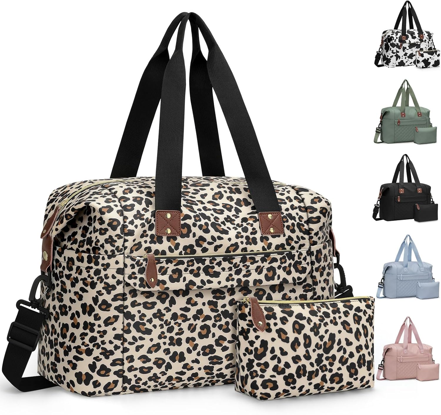 Pritent Travel Duffle Bag, Waterproof Weekender Overnight Hospital Bags for Women Men with Toiletry Bag Lightweight Carry on Personal Item Duffle Gym Bag for Travel, Airplanes, Sports