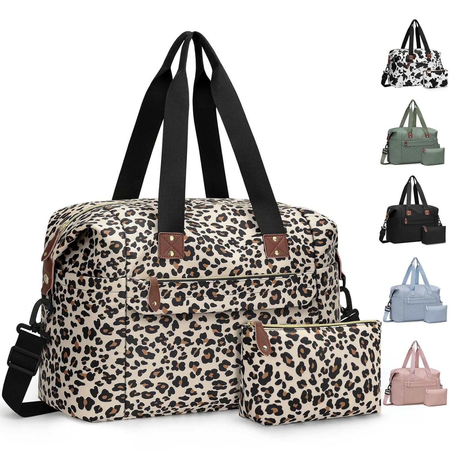Travel Duffle Bag Waterproof Weekender Overnight Hospital Bags for Women Men with Toiletry Bag Lightweight Carry on Personal